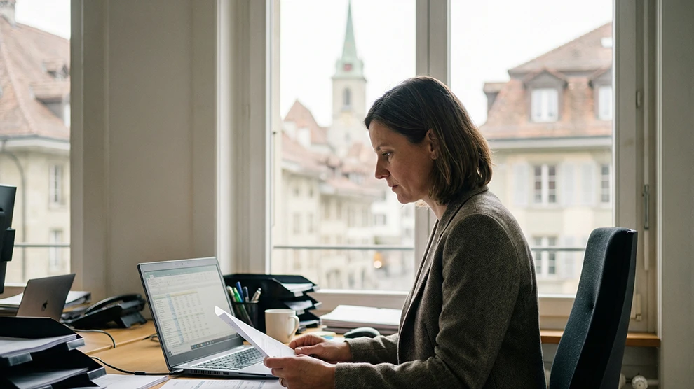 Recruiting-Plattform Schweiz: Frau arbeitet am Laptop im Bereich Treuhand, Buchhaltung, Rechnungswesen.