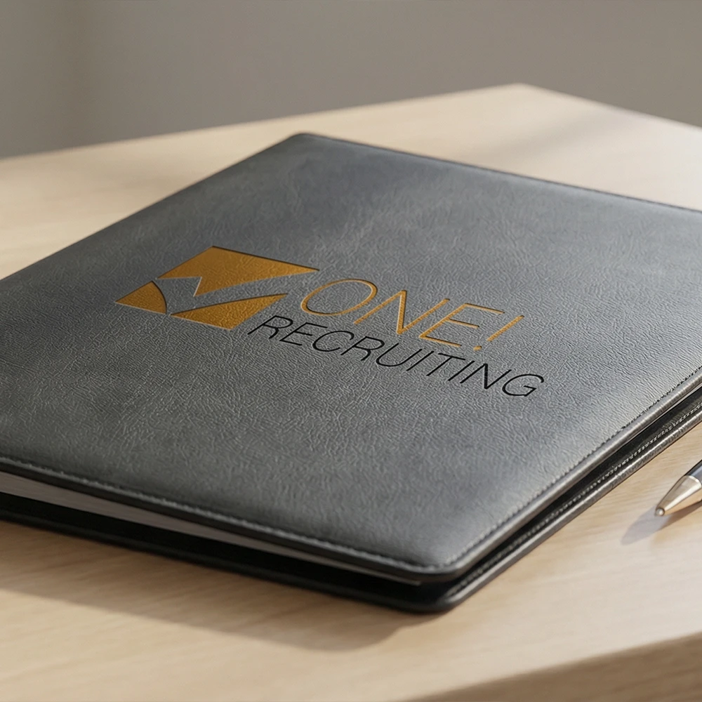 Schweizer Recruiting-Plattform für Treuhand, Buchhaltung, Rechnungswesen auf eleganter Mappe präsentiert.