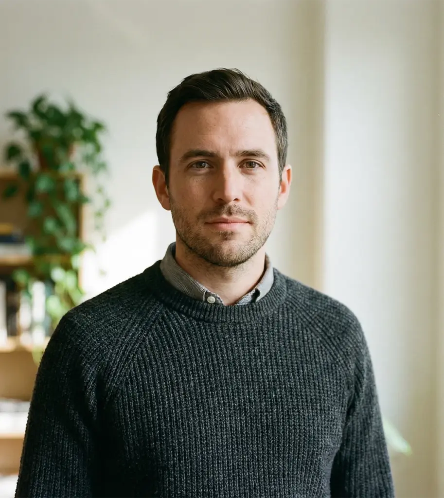 Professionelles Porträt eines Mannes, ideal für Jobs im Treuhandwesen und Rechnungswesen in der Schweiz, auf einer Recruiting-Plattform.