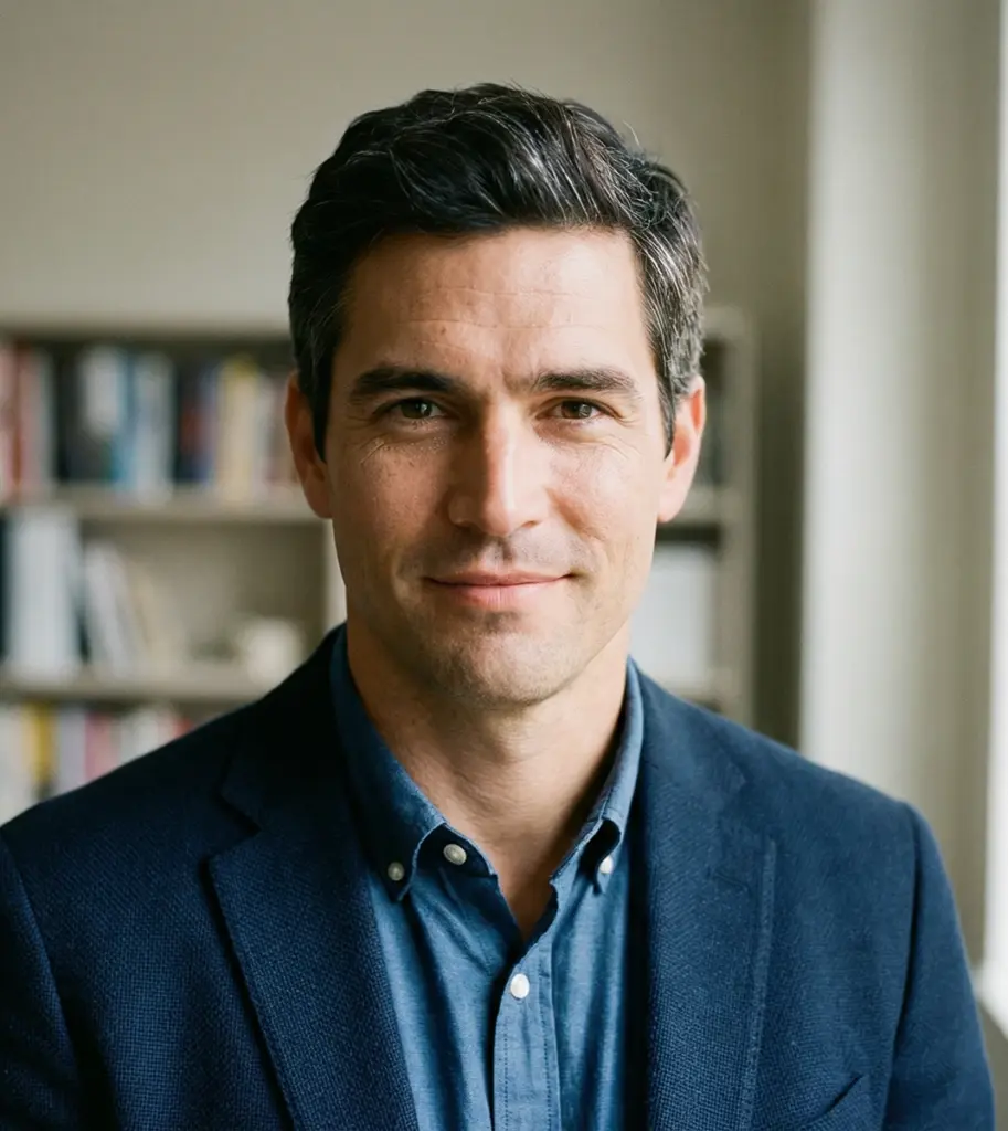 Geschäftsmann in Büro, ideal für Schweizer Recruiting-Plattform im Bereich Treuhand, Buchhaltung, Rechnungswesen.