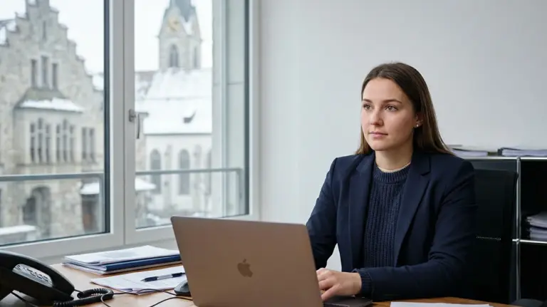 ```plaintext Office-Arbeitsumfeld mit Fokus auf Treuhand und Buchhaltung in der Schweiz, mit moderner Technologie ausgestattet. ```